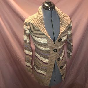 Striped heavy button up cardigan